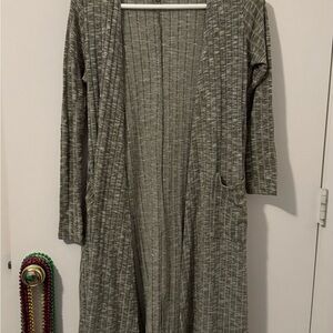 LuLaRoe Green and Gray Ribbed Cardigan